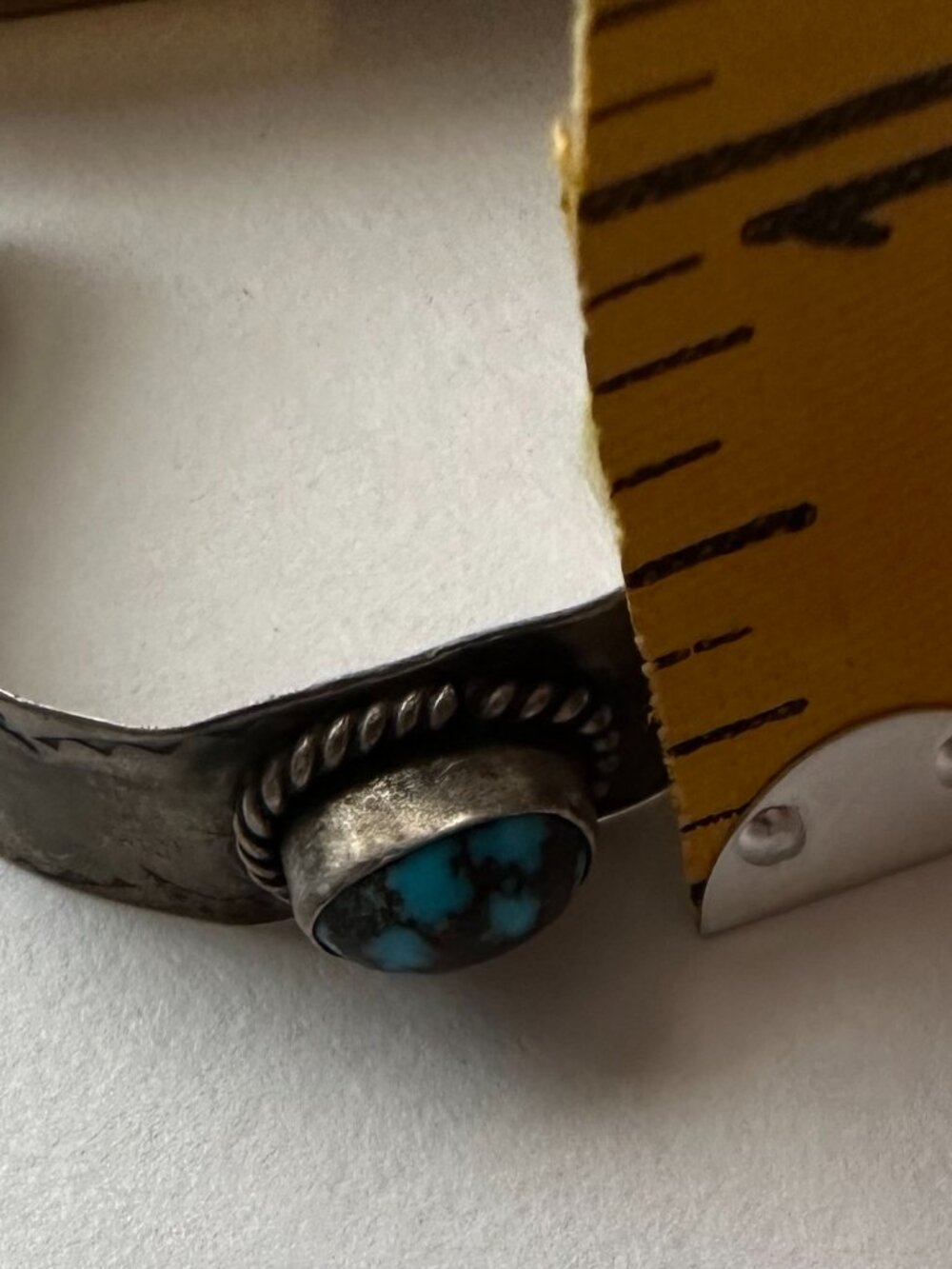 VTG Native American Turquoise Childs Cuff Bracelet, Very Thin Band - Picture 6 of 7